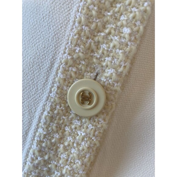 Chanel Womens Ivory Wool & Cotton Textured Button-Up Blazer Jacket Size M - Picture 6 of 16